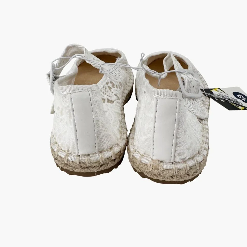 NEW art class Kids' Madeline Lace Espadrille Mary Jane Flats - White - Size 13